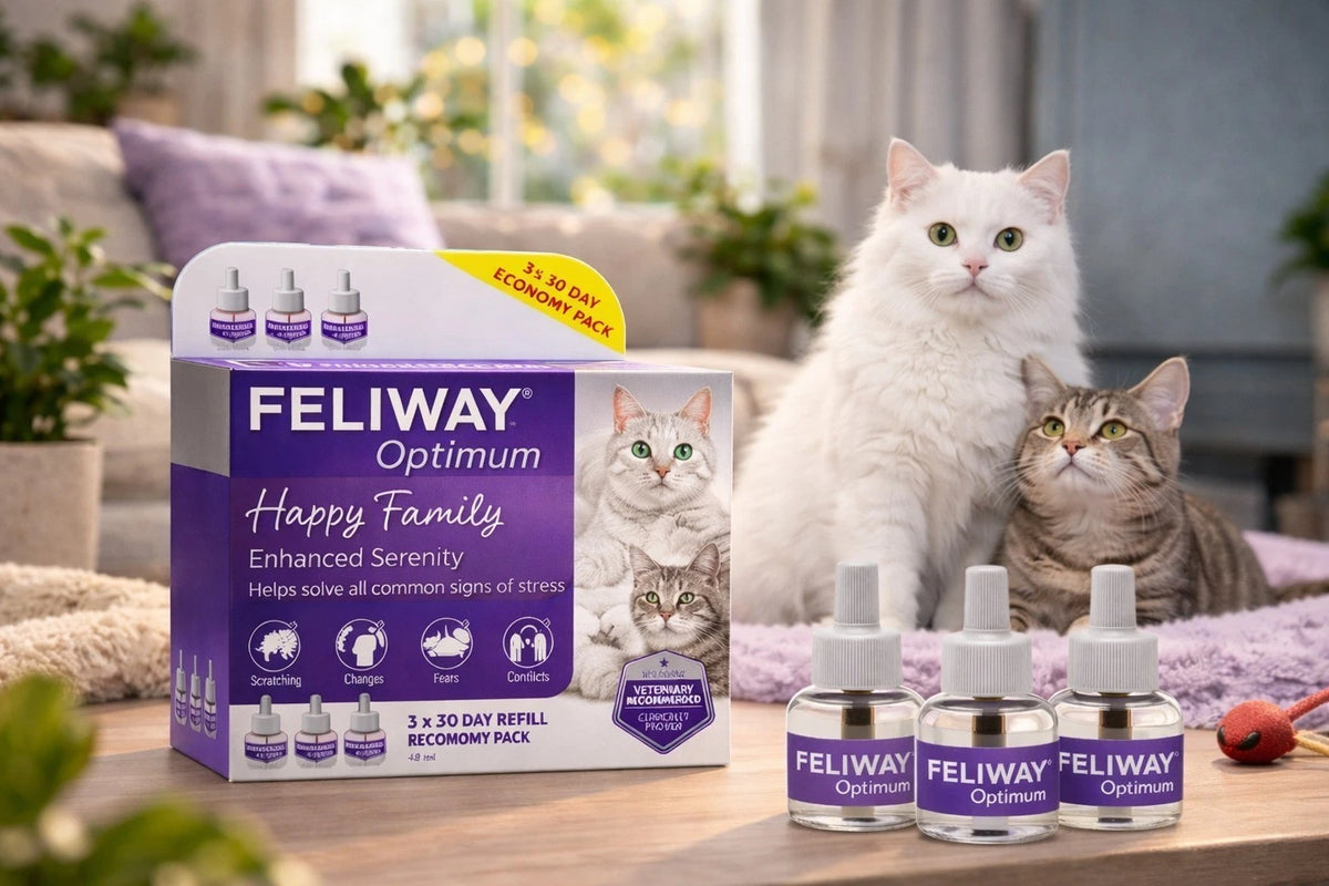 Feliway Optimum 30 Day Refill 3 Pack with 48ml cat calming diffuser refills