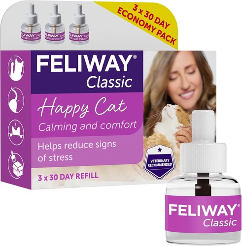 FELIWAY Classic 3 × 30 Day Refill 48ml Value Pack – Cat Calming Diffuser Refills